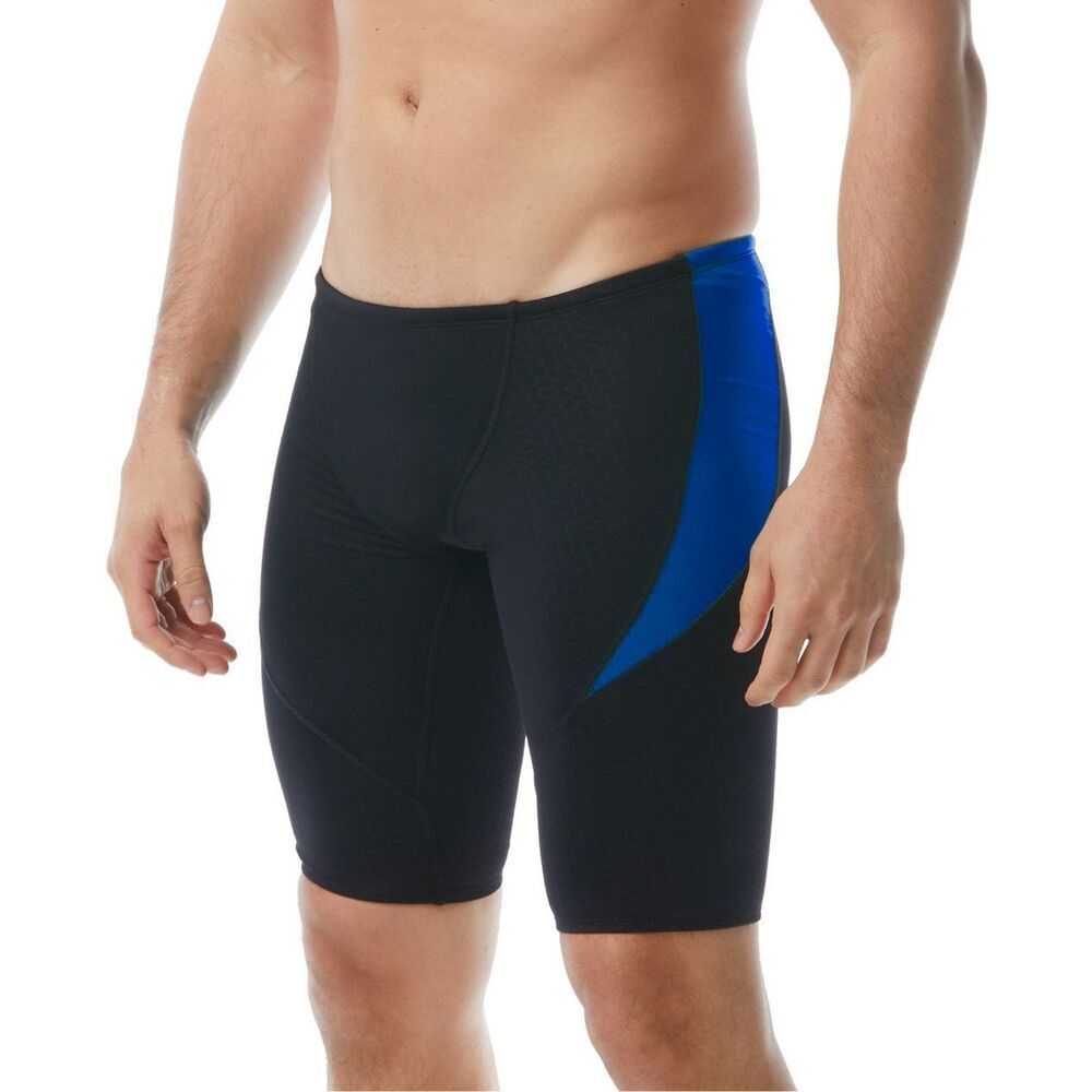 TYR Swim Hexa Curve Splice Lapped Jammer Compression Swimsuit Short Size 38 Blac